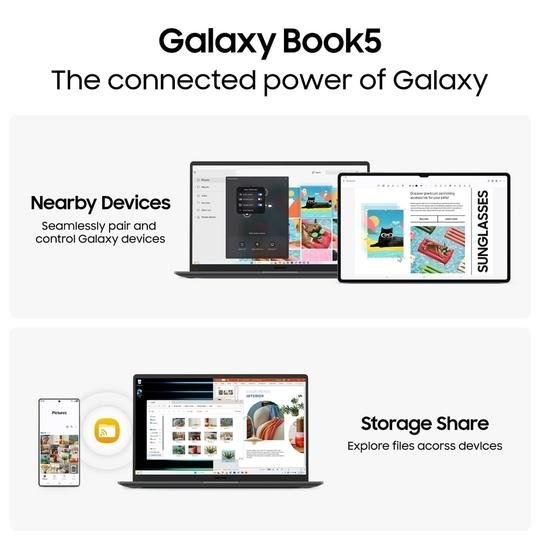 Samsung Galaxy Book5 NP750XHD-KD1IN Standard Laptop (AI enabled Intel Core Ultra 5 225U/16 GB/512 GB/Intel Graphics/Windows 11 Home/MS Office Home & Student 2024, Galaxy Ecosystem Apps/Full HD), 39.62 cm - 15.6 inch, Gray - Image 6