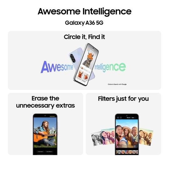 Samsung Galaxy A36 5G 128 GB, 8 GB RAM, Awesome Lavender, Mobile Phone - Image 4
